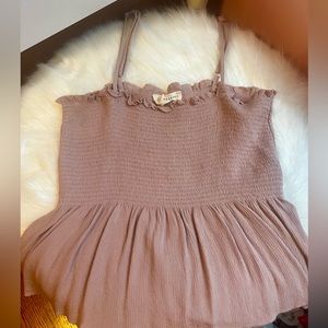 LA Hearts Smocked Peplum Tank with adjustable straps. Mauve Color - Size M